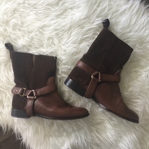 Massimo Dutti Brown Biker Boots